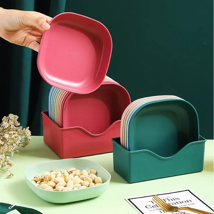 Multicolour Square Plates | Pack of 10 | Premium Quality