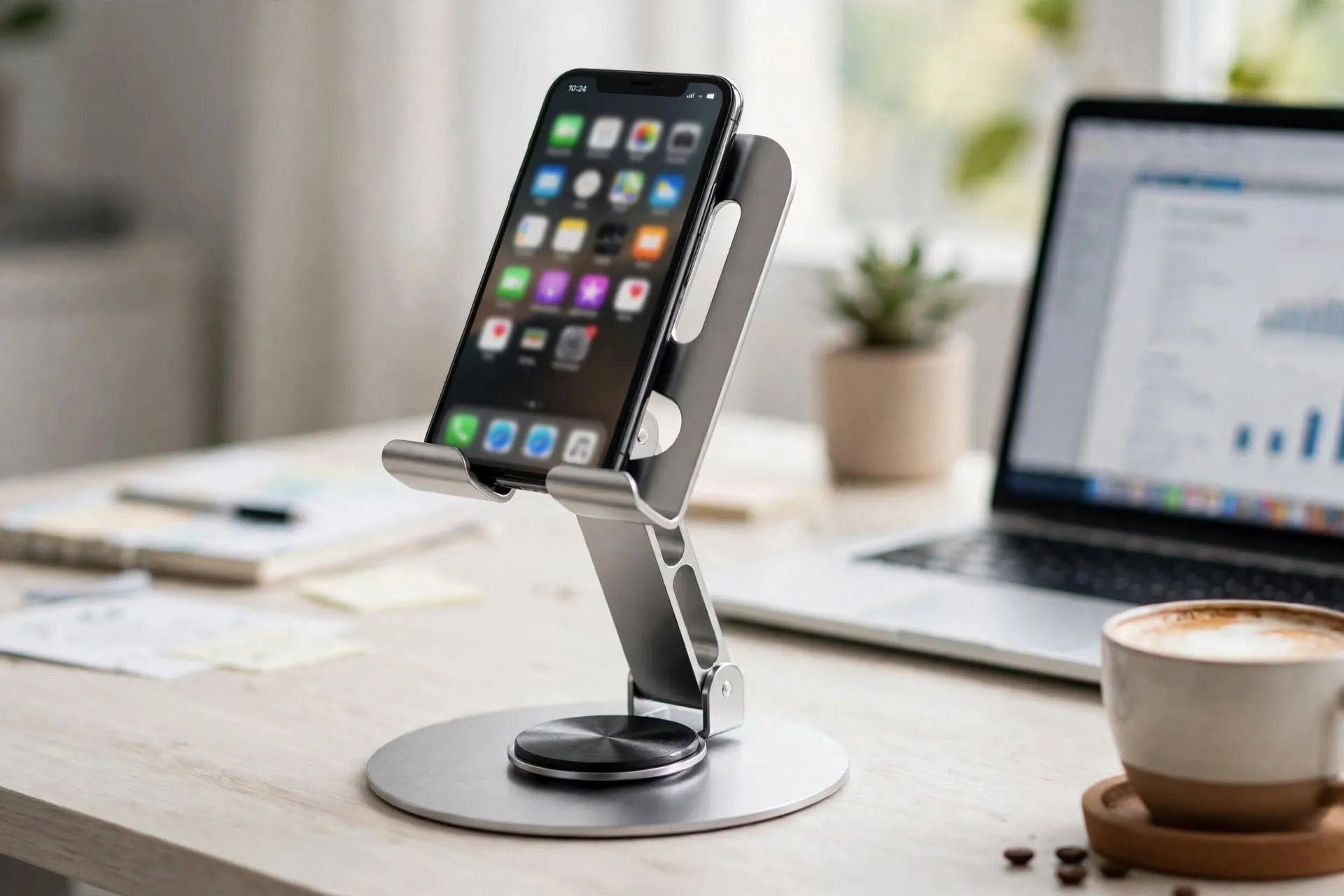 Mobile & Tablet Stand | 360° Rotating Metal | Premium Quality
